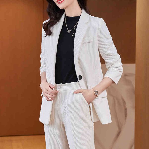 women's two piece pants formal uniform designs pantsuits fabric autumn winter long sleeve professional women business work wear blazers, White
women's two piece pants formal uniform designs pantsuits fabric autumn winter long sleeve professional women business work wear blazers, White