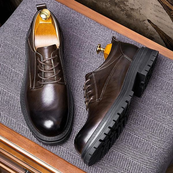 pure leather men's shoes wholesale issuing soft bottom derby british business casual dress, Black
pure leather men's shoes wholesale issuing soft bottom derby british business casual dress, Black