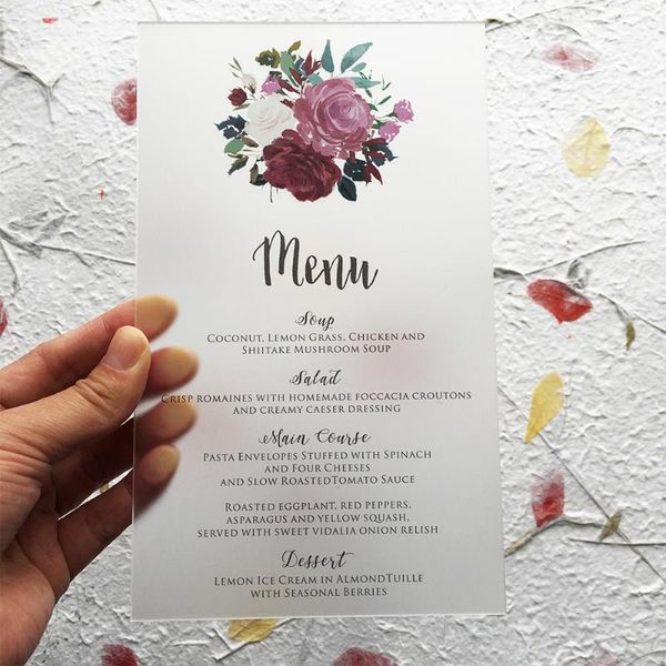 greeting cards customized 20pcs per lot 120x200mm watercolor style frosted acrylic wedding menu
greeting cards customized 20pcs per lot 120x200mm watercolor style frosted acrylic wedding menu
