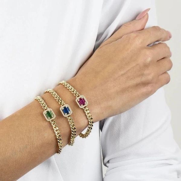 link, chain 2021 rainbow colorful geometric square cz paved cuban link gold color fashion bracelet for women charm hip hop jewelry, Black
link, chain 2021 rainbow colorful geometric square cz paved cuban link gold color fashion bracelet for women charm hip hop jewelry, Black