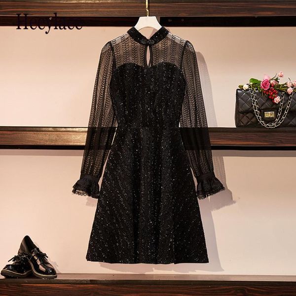 plus size women elegant party dress autumn 2021 see-through mesh long sleeve patchwork lace high waist sequined tweed dresses casual, Black;gray
plus size women elegant party dress autumn 2021 see-through mesh long sleeve patchwork lace high waist sequined tweed dresses casual, Black;gray