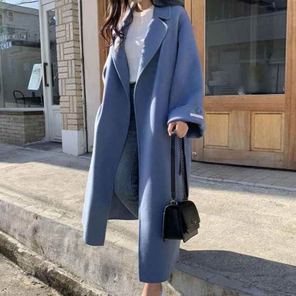 women's wool & blends winter overcoat 2021 women elegant solid blue simple office lady vintage belted fashion female autumn long woolen, Black
women's wool & blends winter overcoat 2021 women elegant solid blue simple office lady vintage belted fashion female autumn long woolen, Black