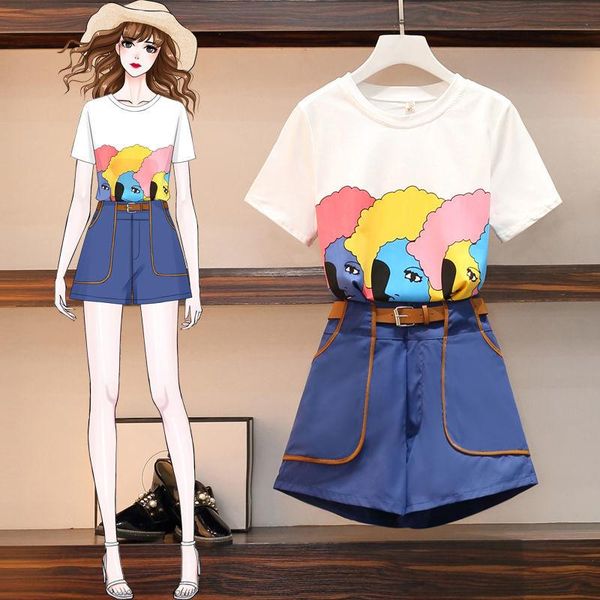 women's tracksuits 2021 summer women two piece set shorts suits cotton tshirt + high waist denim, Gray
women's tracksuits 2021 summer women two piece set shorts suits cotton tshirt + high waist denim, Gray