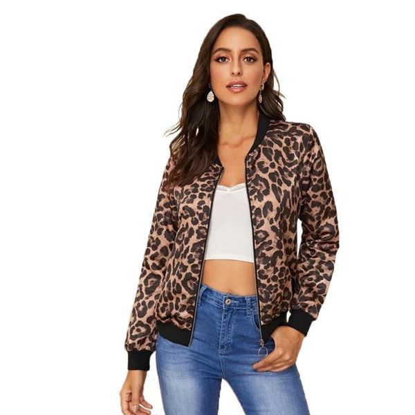 women's jackets 2021 stand collar leopard print jacket women fashion slim short coat autumn long sleeve streetwear chaqueta mujer, Black;brown
women's jackets 2021 stand collar leopard print jacket women fashion slim short coat autumn long sleeve streetwear chaqueta mujer, Black;brown