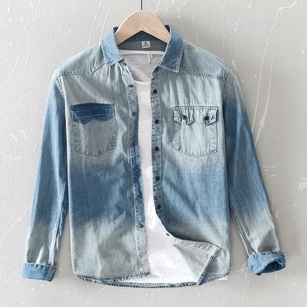 men's casual shirts fashion washed retro denim long sleeve korean style slim fit handsome jean male light blue cotton shirt, White;black
men's casual shirts fashion washed retro denim long sleeve korean style slim fit handsome jean male light blue cotton shirt, White;black