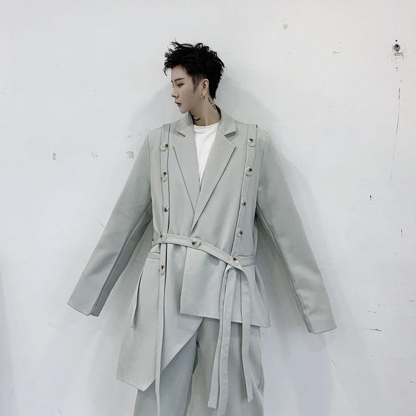 men's suits & blazers men 2 pieces sets asymmetric design ribbon casual suit jacket pant male women fashion show blazer coat trousers s, White;black
men's suits & blazers men 2 pieces sets asymmetric design ribbon casual suit jacket pant male women fashion show blazer coat trousers s, White;black