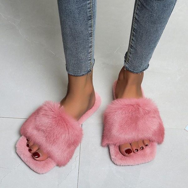 women winter slippers non-slip warm outdoors floor shoes plush faux fur slides flip flops, Black
women winter slippers non-slip warm outdoors floor shoes plush faux fur slides flip flops, Black