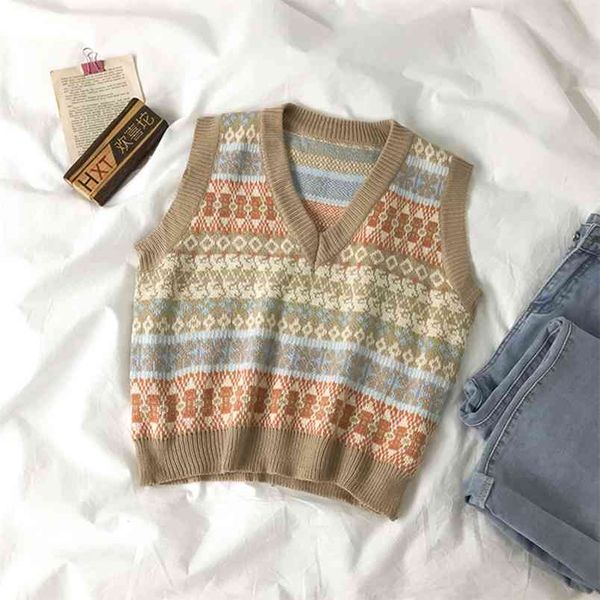 women's spring autumn vest sweaters women retro hong kong style stitching loose knitted casual all-match ll591 210506, White;black
women's spring autumn vest sweaters women retro hong kong style stitching loose knitted casual all-match ll591 210506, White;black