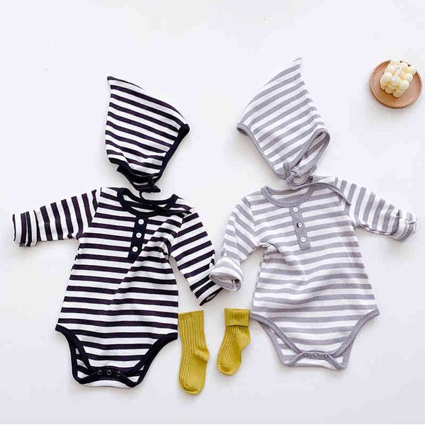 autumn winter born infant baby boys girls stripe rompers + hat clothing kids boy girl long sleeve clothes 210429, White
autumn winter born infant baby boys girls stripe rompers + hat clothing kids boy girl long sleeve clothes 210429, White