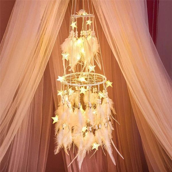 white feather dream catcher for bedroom with led fairy lights wall hanging ornaments ceiling decoration girl's room wedding decorative
white feather dream catcher for bedroom with led fairy lights wall hanging ornaments ceiling decoration girl's room wedding decorative