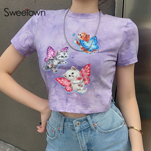 sweetown 2021 summer short sleeve cropped t-shirts women cartoon pattern vintage cute kawaii clothes y2k aesthetic graphic tees, Black;white
sweetown 2021 summer short sleeve cropped t-shirts women cartoon pattern vintage cute kawaii clothes y2k aesthetic graphic tees, Black;white
