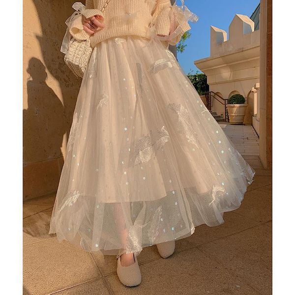 skirts gauze skirt high waist embroidery early spring female 2021 fairy white yarn medium length super, Black
skirts gauze skirt high waist embroidery early spring female 2021 fairy white yarn medium length super, Black
