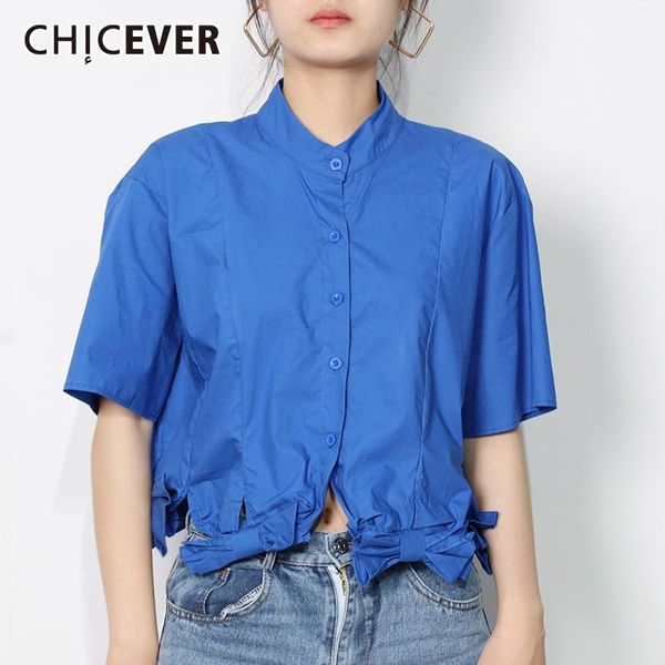 women's blouses & shirts chicever casual patchwork bow shirt for women stand collar short sleeve solid loose blouse female clothing 202, White
women's blouses & shirts chicever casual patchwork bow shirt for women stand collar short sleeve solid loose blouse female clothing 202, White