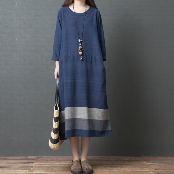 casual dresses women cotton linen long dress arrival 2021 autumn vintage style o-neck loose comfortable female b905, Black;gray
casual dresses women cotton linen long dress arrival 2021 autumn vintage style o-neck loose comfortable female b905, Black;gray
