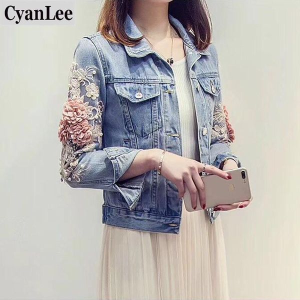 women's jackets 2021 autumn women embroidery three dimensional flowers pearl bead short denim coat woman long sleeve jean lady jacket, Black;brown
women's jackets 2021 autumn women embroidery three dimensional flowers pearl bead short denim coat woman long sleeve jean lady jacket, Black;brown
