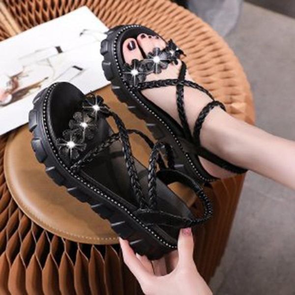 sandals 2021 flower flat height roman shoes sponge platform fairy wind summer, Black
sandals 2021 flower flat height roman shoes sponge platform fairy wind summer, Black