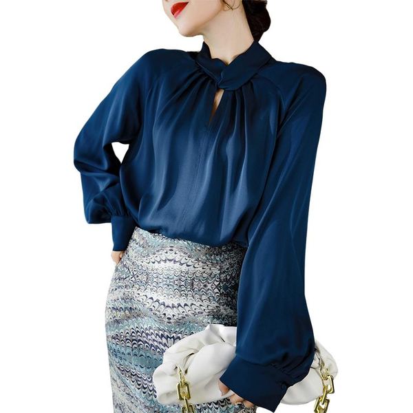 100% heavy silk women's shirt o neck twisted long sleeves ruched elegant pullover blouse blouses & shirts, White
100% heavy silk women's shirt o neck twisted long sleeves ruched elegant pullover blouse blouses & shirts, White