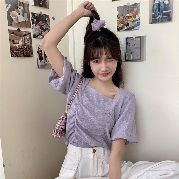 women's blouses & shirts women blouse shirt puff sleeve 2021 summer loose pleated short blusas ropa de mujer, White
women's blouses & shirts women blouse shirt puff sleeve 2021 summer loose pleated short blusas ropa de mujer, White