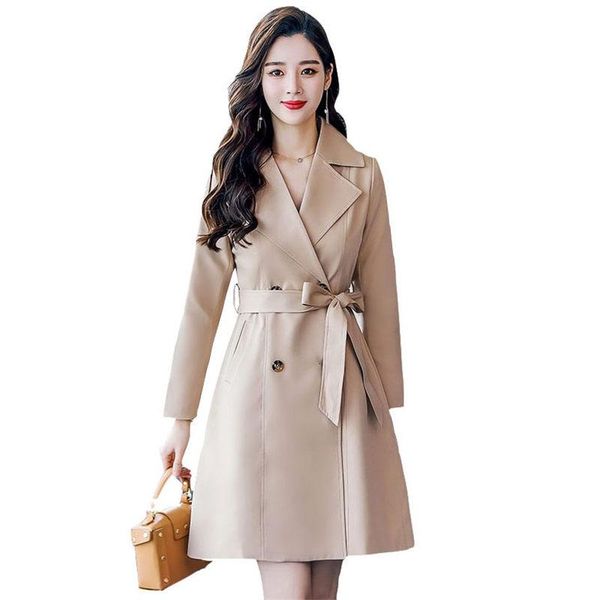 women's trench coats suit collar female coat 2021 spring autumn korean double-breasted belt slim fashion ladies outerwear for work f561, Tan;black
women's trench coats suit collar female coat 2021 spring autumn korean double-breasted belt slim fashion ladies outerwear for work f561, Tan;black