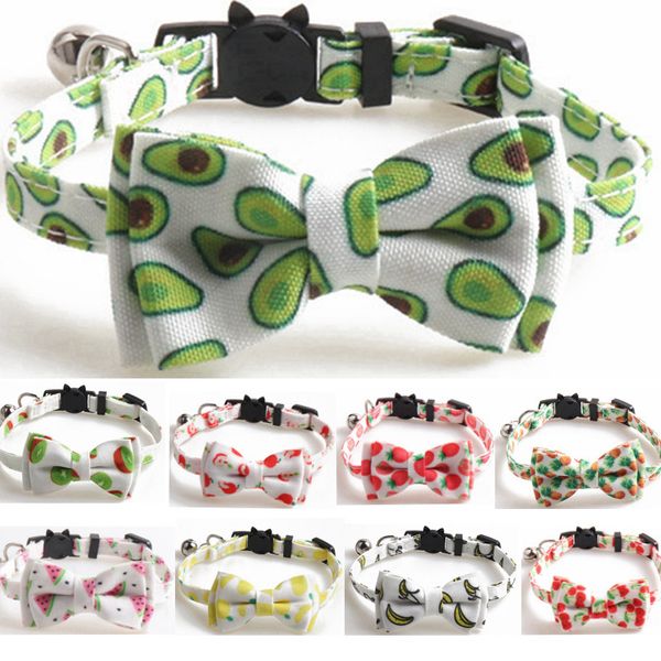 

9 Colors Fruit Series Fashion Luxurious Dog Cat Collar Breakaway With Bell And Bow Tie Adjustable Safety Kitty Kitten Set Small Dogs