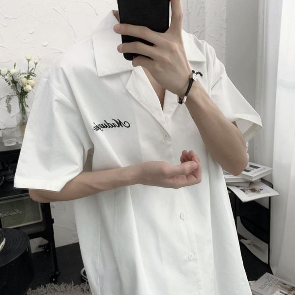 men's casual shirts ewq / wear short sleeve looes shirt male 2021 summer black white letter embroidered simple 9y2644, White;black
men's casual shirts ewq / wear short sleeve looes shirt male 2021 summer black white letter embroidered simple 9y2644, White;black