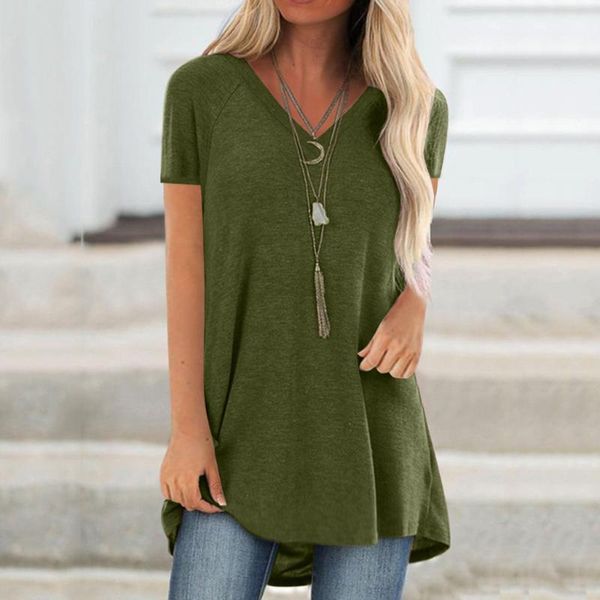 women's blouses & shirts 2021 fashion women for v neck soild tunic casual summer short sleeved long 5xl plus size haut femme, White
women's blouses & shirts 2021 fashion women for v neck soild tunic casual summer short sleeved long 5xl plus size haut femme, White