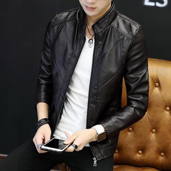 men's jackets 2021 fashion leather jacket motorcycle pu coat stand collar slim zip men, Black;brown
men's jackets 2021 fashion leather jacket motorcycle pu coat stand collar slim zip men, Black;brown