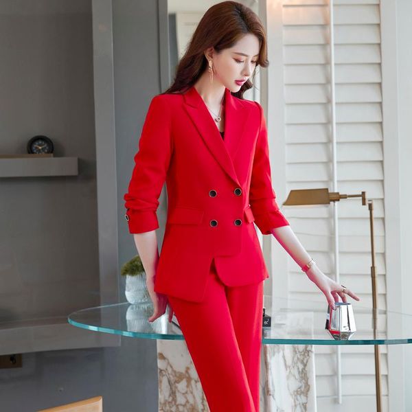 women's two piece pants novelty red formal uniform designs pantsuits with and jackets coat for women professional business work wear bl, White
women's two piece pants novelty red formal uniform designs pantsuits with and jackets coat for women professional business work wear bl, White