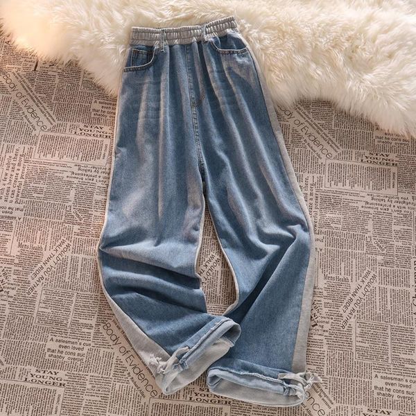 women's jeans two color stitched autumn and winter high waist loose straight tube wide leg design sense of minority versatile, Blue
women's jeans two color stitched autumn and winter high waist loose straight tube wide leg design sense of minority versatile, Blue