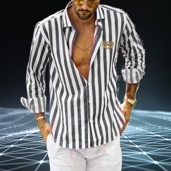 men's casual shirts 2021 high-end fashion long-sleeved striped shirt european and american men, White;black
men's casual shirts 2021 high-end fashion long-sleeved striped shirt european and american men, White;black