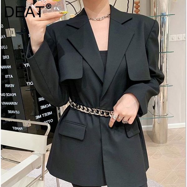 women's suits & blazers deat 2021 autumn winter fashion casual black fried street chain long sleeve temperament slim belt blazer voat w, White;black
women's suits & blazers deat 2021 autumn winter fashion casual black fried street chain long sleeve temperament slim belt blazer voat w, White;black