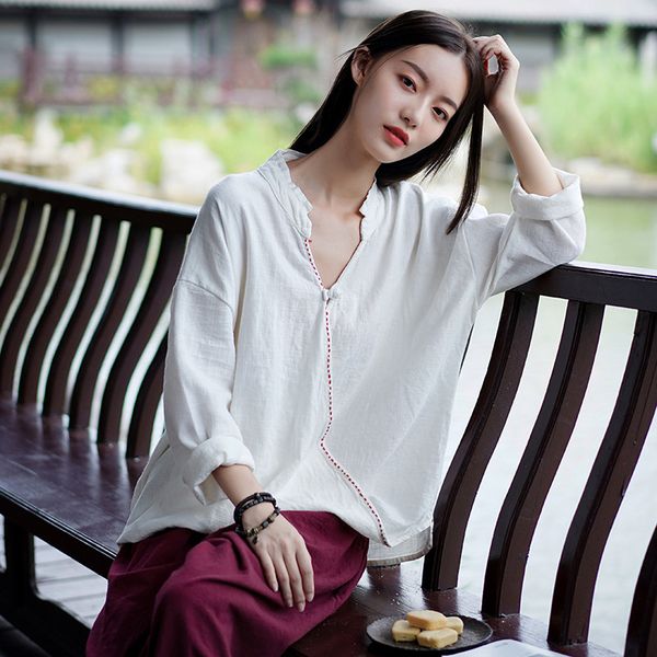johnature autumn cotton linen women hand sewn plate buckle shirts leisure retro stand irregular all-match women shirt 210521, White
johnature autumn cotton linen women hand sewn plate buckle shirts leisure retro stand irregular all-match women shirt 210521, White