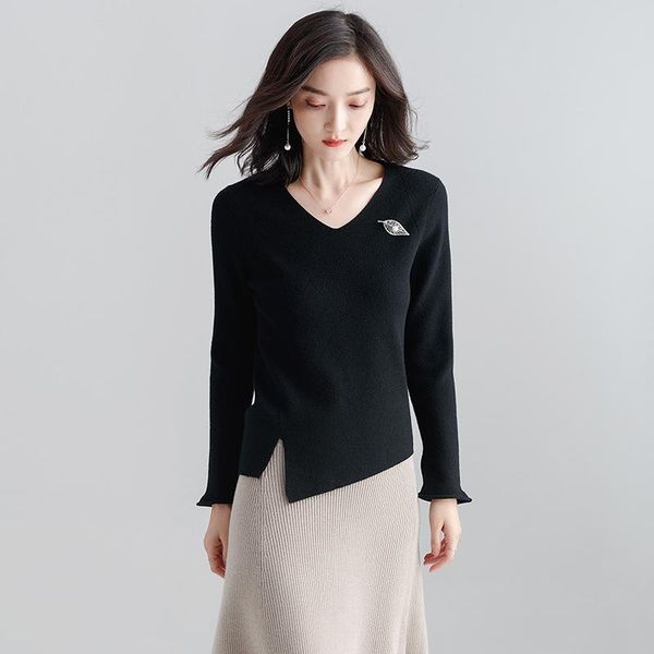 women's sweaters 2021 autumn winter office lady knitted v neck 5 solid color sweater long sleeve slim baisc pullover, White;black
women's sweaters 2021 autumn winter office lady knitted v neck 5 solid color sweater long sleeve slim baisc pullover, White;black