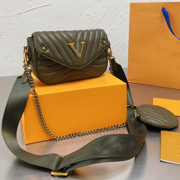 crossbody bag handbag wave multi-pochette 3pcs set shoulder bags coin purse quilted calf leather fashion letter removable strap gold chain w 
crossbody bag handbag wave multi-pochette 3pcs set shoulder bags coin purse quilted calf leather fashion letter removable strap gold chain w