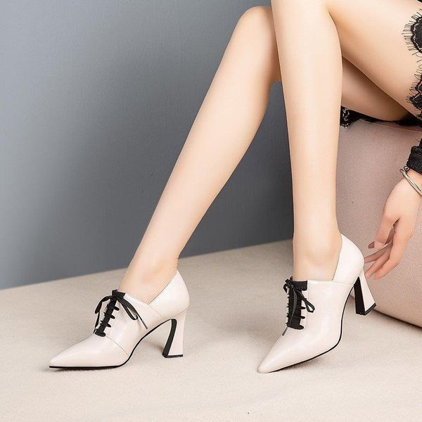 dress shoes high heels hoof pumps women lace up cow leather female fashion pointed toe ol autumn 2021, Black
dress shoes high heels hoof pumps women lace up cow leather female fashion pointed toe ol autumn 2021, Black
