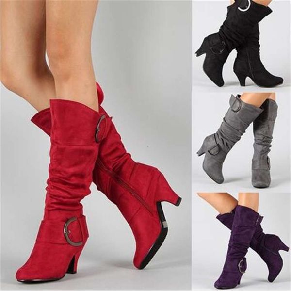 40-43 large sho selling rt boots middle heel belt buckle tube zipper women's, Black
40-43 large sho selling rt boots middle heel belt buckle tube zipper women's, Black