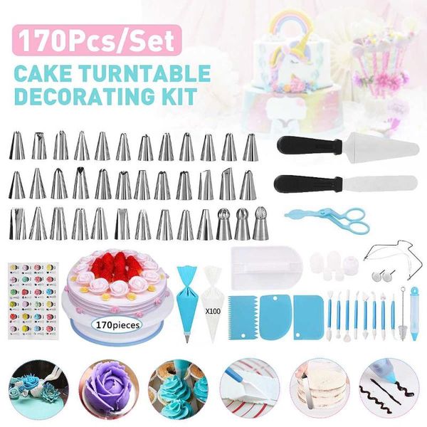170pcs cake decorating tools kit turntable set cream pastry nozzles confectionery bags icing piping tips baking tool &
170pcs cake decorating tools kit turntable set cream pastry nozzles confectionery bags icing piping tips baking tool &