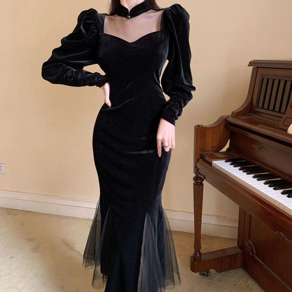 night woman's gothic party dressed as a koran play french black dress female 2021 spring skinny sleeve, Black;gray
night woman's gothic party dressed as a koran play french black dress female 2021 spring skinny sleeve, Black;gray