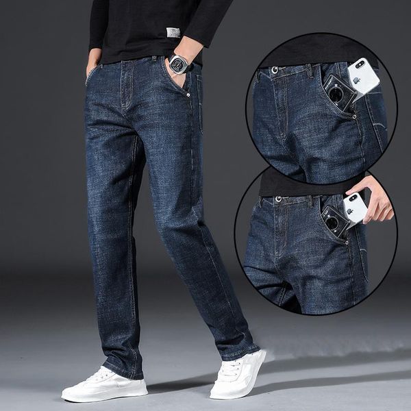 men's jeans autumn and winter anti-theft zipper loose straight stretch business casual pants male brand thick denim trousers, Blue
men's jeans autumn and winter anti-theft zipper loose straight stretch business casual pants male brand thick denim trousers, Blue