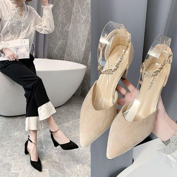 dress shoes 2021 spring and summer pointed suede thick heel high heels casual fashion buckle simple versatile women's, Black
dress shoes 2021 spring and summer pointed suede thick heel high heels casual fashion buckle simple versatile women's, Black