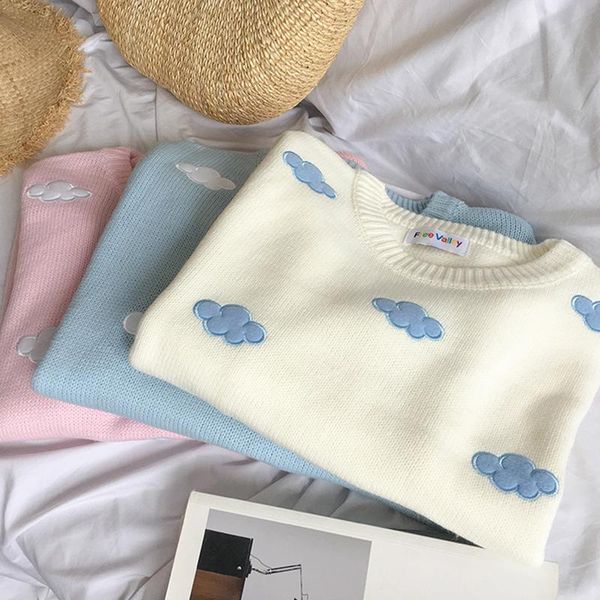 women's sweaters 2021 kawaii ulzzang vintage college loose clouds sweater female korean punk thick cute harajuku clothing for women, White;black
women's sweaters 2021 kawaii ulzzang vintage college loose clouds sweater female korean punk thick cute harajuku clothing for women, White;black