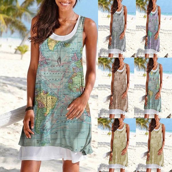 2021 new european and american women's wear map printing bottomless fake 2-piece dress, Black;gray
2021 new european and american women's wear map printing bottomless fake 2-piece dress, Black;gray