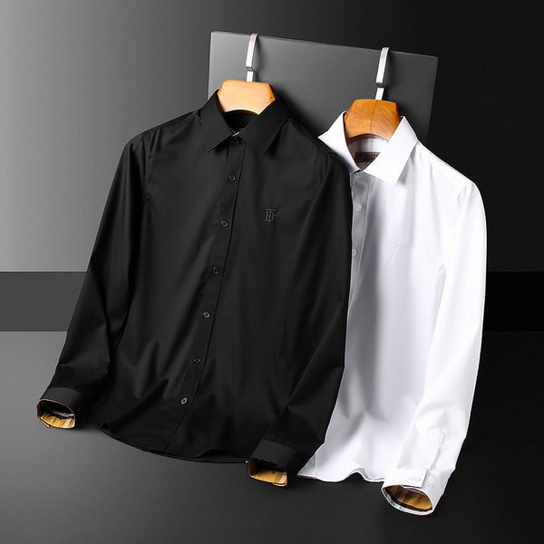 business shirt deluxe and 2021 spring men's long sleeve exquisite embroidery base cardigan simple solid color polo, White;black
business shirt deluxe and 2021 spring men's long sleeve exquisite embroidery base cardigan simple solid color polo, White;black