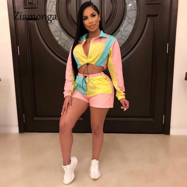 ziamonga 2021 women colorful splicing fashion tracksuit zipper up long sleeve trench & shorts 2pcs set sporty suit outfit women's two p, White
ziamonga 2021 women colorful splicing fashion tracksuit zipper up long sleeve trench & shorts 2pcs set sporty suit outfit women's two p, White