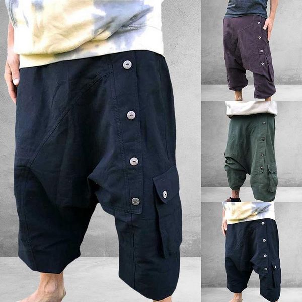 men's super loose trousers solid color pants button decoration comfortable retro wild streetwear sweatpants, Black
men's super loose trousers solid color pants button decoration comfortable retro wild streetwear sweatpants, Black