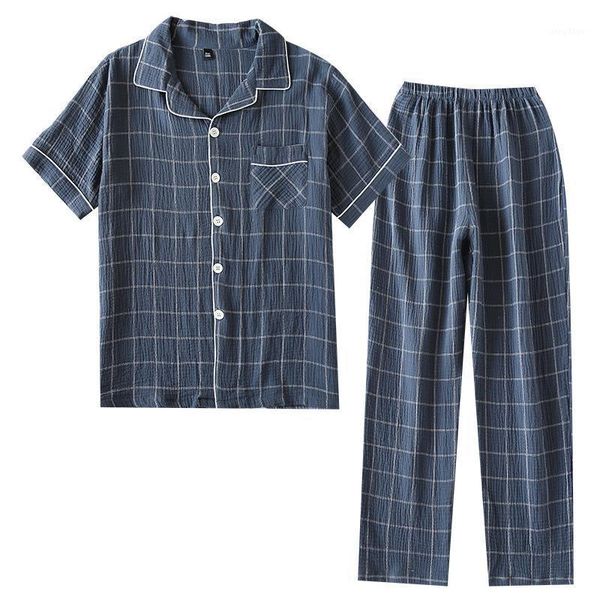 men's sleepwear men pajama set summer crepe plaid lapel button male short-sleeve pants two-piece home suit, Black;brown
men's sleepwear men pajama set summer crepe plaid lapel button male short-sleeve pants two-piece home suit, Black;brown