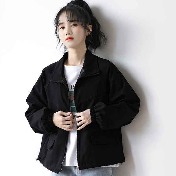 women's jackets 2021 black working wear coat casual all-matching short spring and autumn bf hong kong style jacket student, Black;brown
women's jackets 2021 black working wear coat casual all-matching short spring and autumn bf hong kong style jacket student, Black;brown