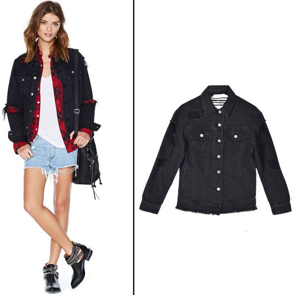 women's jackets chaquetas mujer denim women coat black vintage long sleeve hole loose bf bomber jean femme oversize 61j7, Black;brown
women's jackets chaquetas mujer denim women coat black vintage long sleeve hole loose bf bomber jean femme oversize 61j7, Black;brown