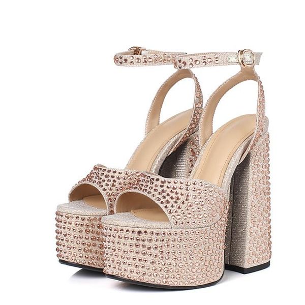 dress shoes woman summer rhinestones high platform chunky heel sandal open tge silver gold color, Black
dress shoes woman summer rhinestones high platform chunky heel sandal open tge silver gold color, Black