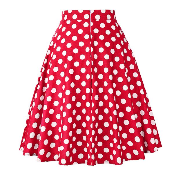 

casual dresses summer midi skater skirt runway vintage rockabilly sundress red womens pinup 50s 60s cotton polka dot pattern skirts nsf0, Black;gray